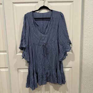 BCBG Max Azria Cotton Dress‎ with bell sleeves Crochet Trim Small?